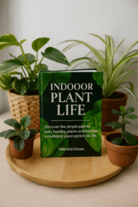 indoor plant life book surrounded by plants