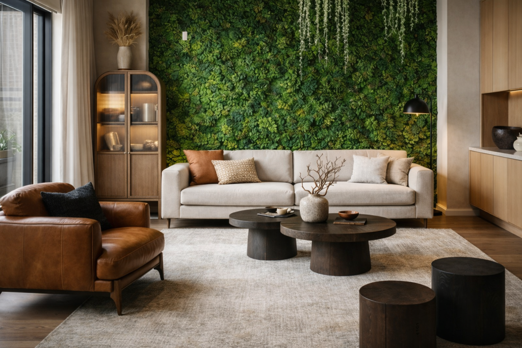 Contemporary living space leather chair