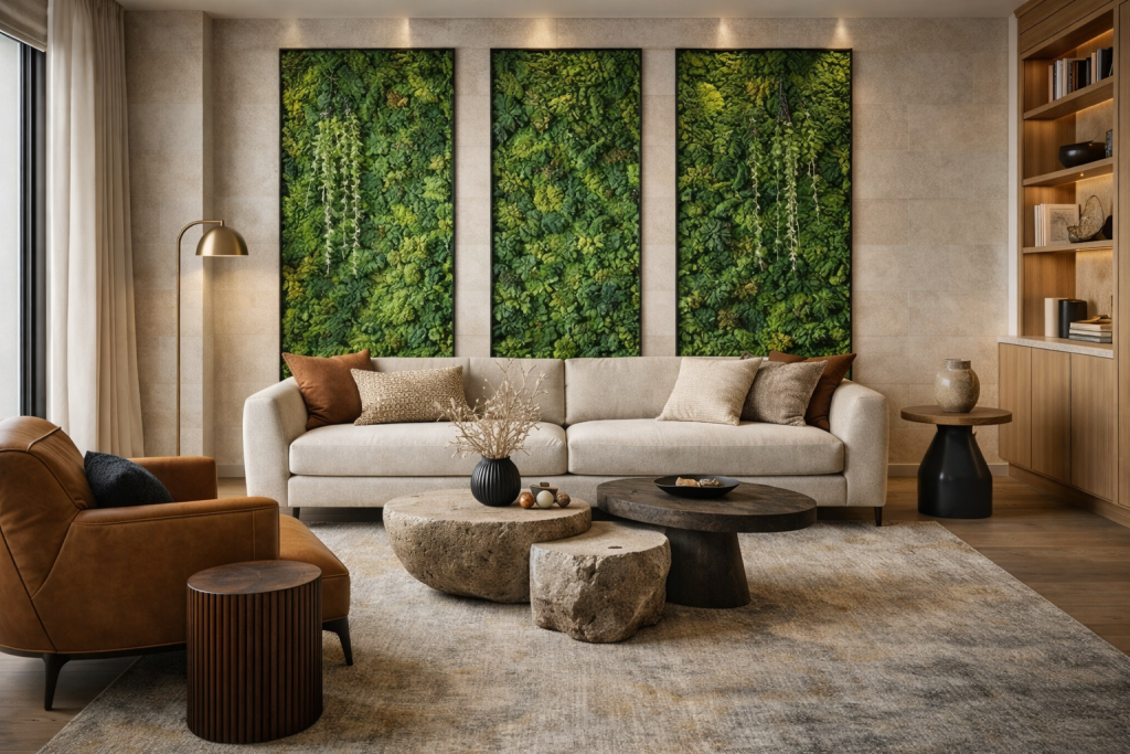 Contemporary living space rock table